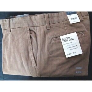 St Johns Bay Pants Suede Twill Brown Pleated Front W34 In29